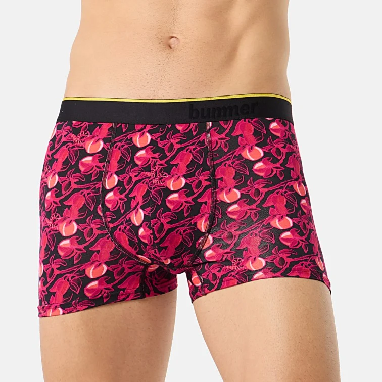 Real close-up of Bummer Garden of Tease fabric, waistband and print